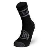 Form Workwear black socks side view showcasing the reinforced heel and logo design