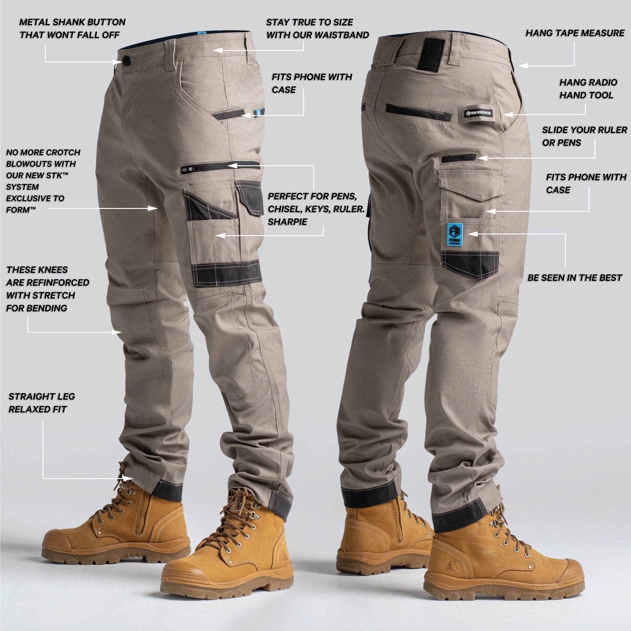 FB2 | Straight Work Pant -Khaki