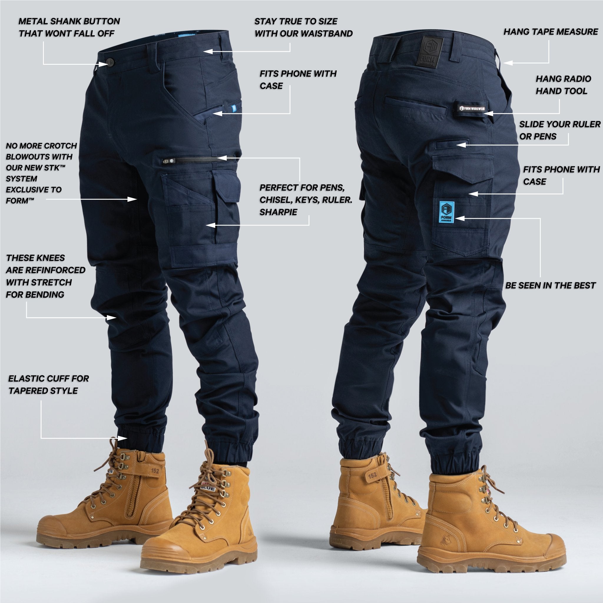 FB1 | Cuff Work Pant -Navy