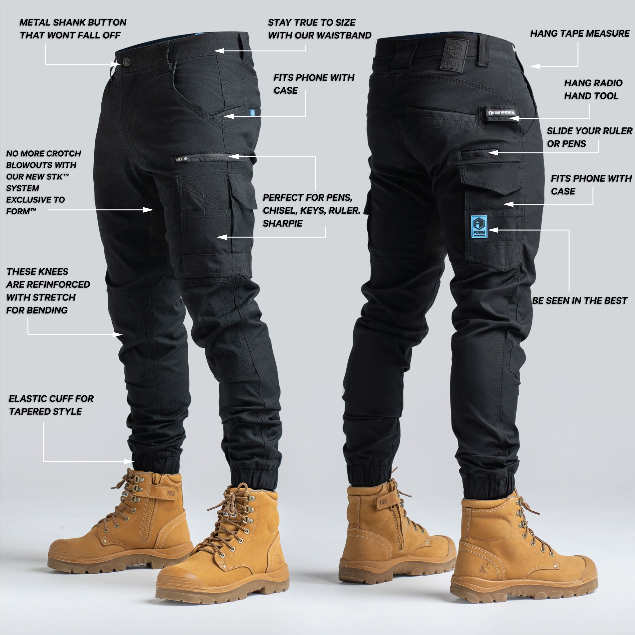 FB1 | Cuff Work Pant -Black