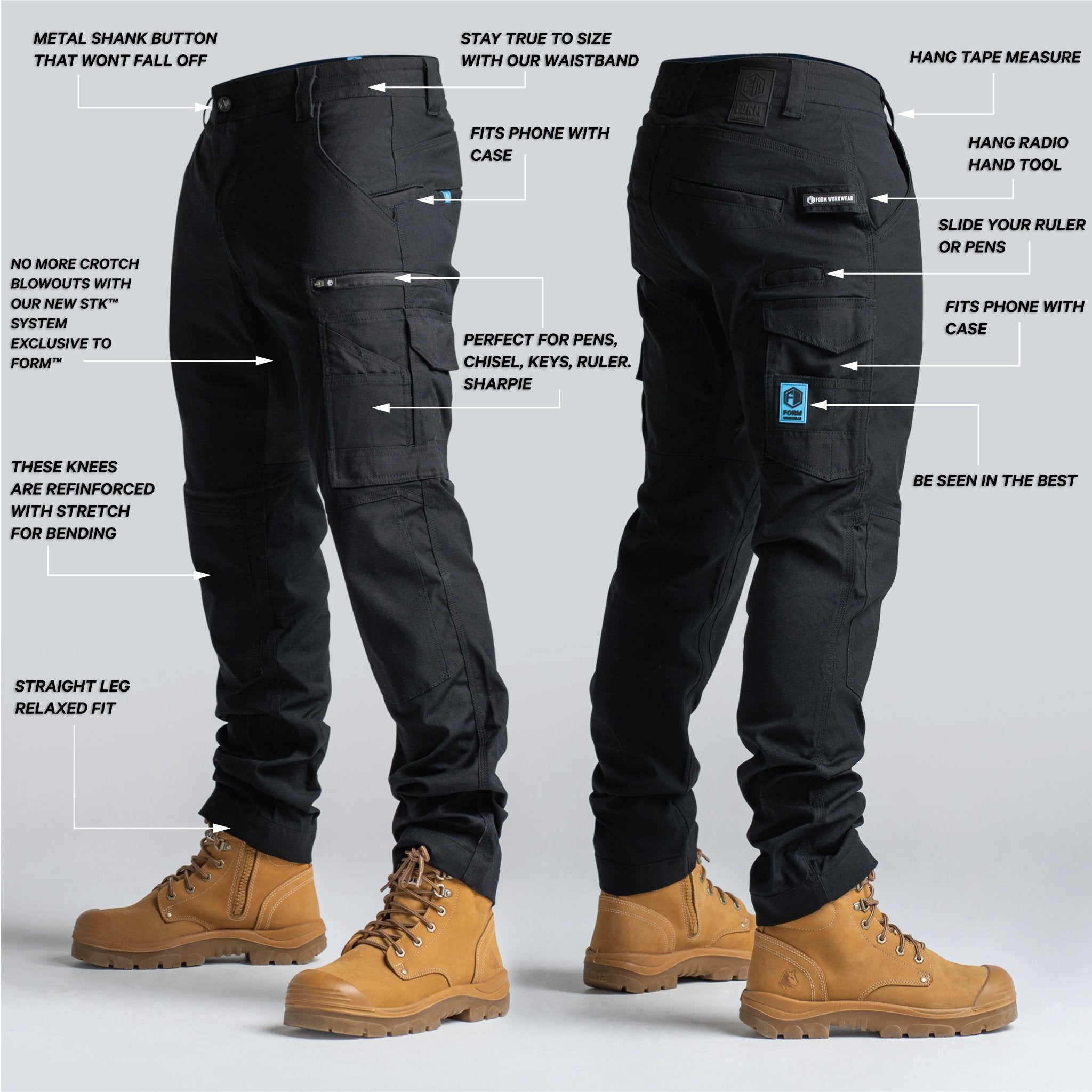FB2 | Straight Work Pant -Black