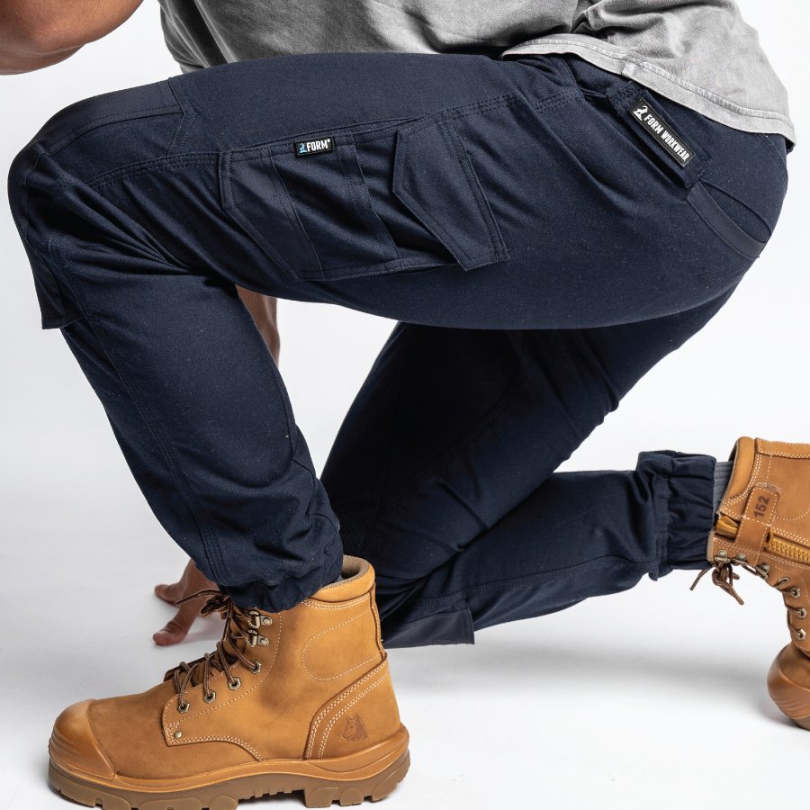 navy cargo pants for work by form workwear