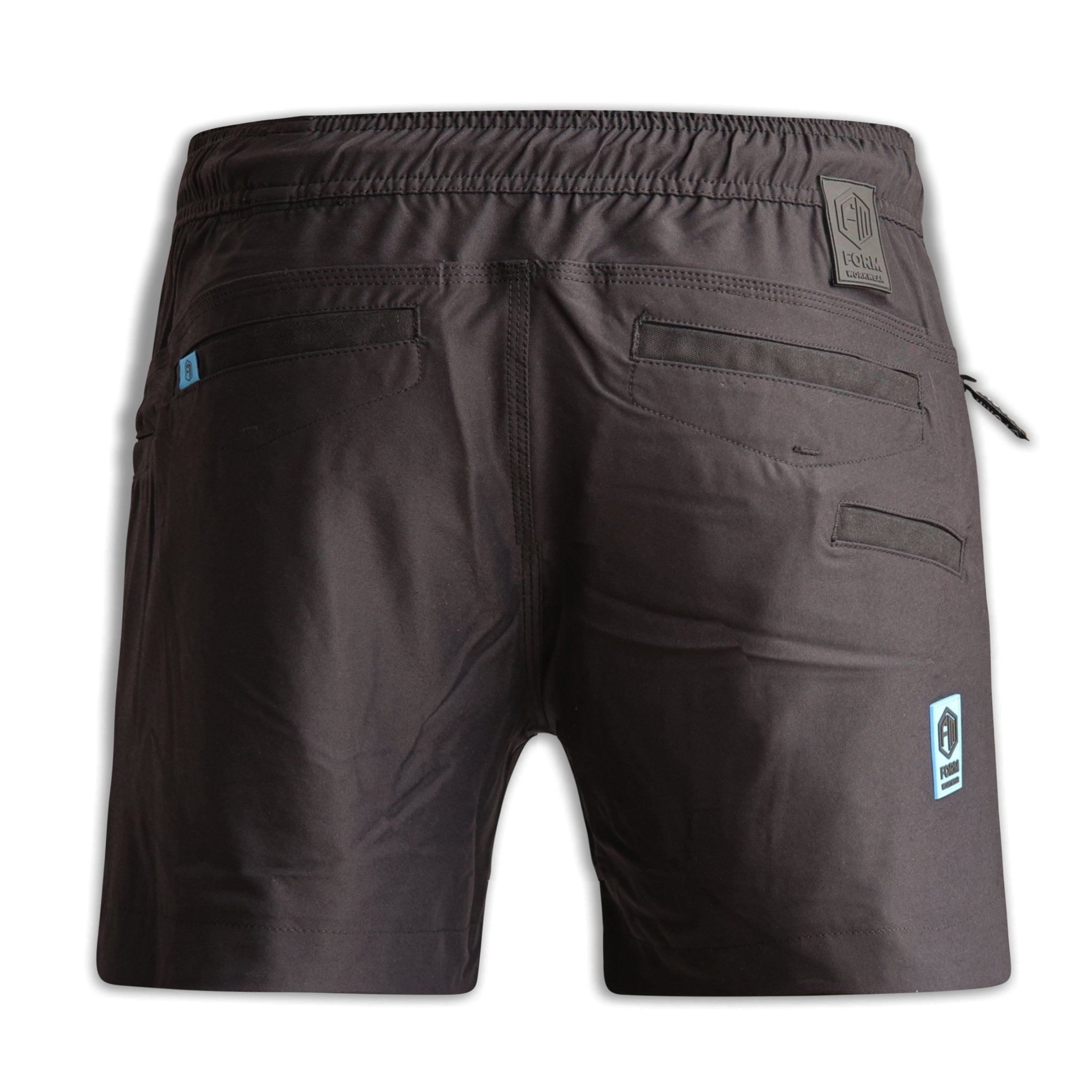 FORM Workwear S4 black work shorts back view showing rear pockets and fit