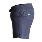 Left side view of FORM Workwear S4 navy work shorts with utility pocket