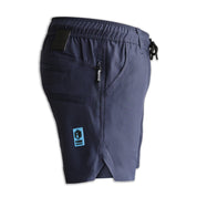 Right side view of FORM Workwear S4 navy work shorts designed for tradies